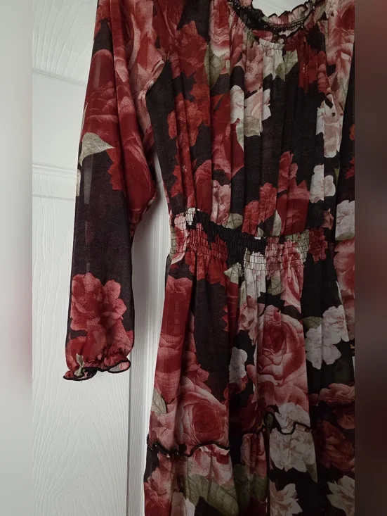 Kate And Lilly Off-Shoulder Floral Tiered Maxi Dress Size 12 - Picture 7 of 15
